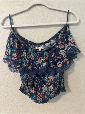 Kirra Navy Floral Off-Shoulder Ruffle Top 8